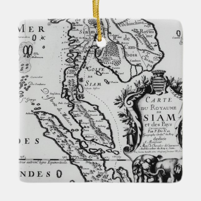 Map of the Kingdom of Siam Ceramic Ornament (Front)