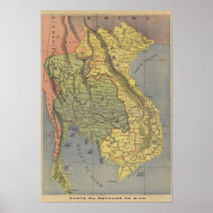 Map of the Kingdom of Siam Poster
