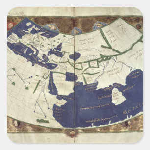 Map of the known world, from 'Geographia' Square Sticker