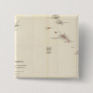 Map of The Leeward Islands 15 Cm Square Badge