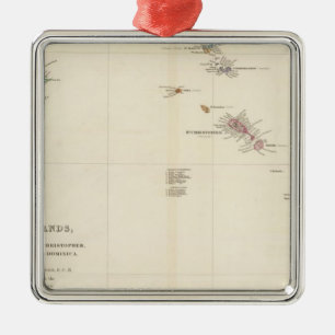 Map of The Leeward Islands Metal Tree Decoration