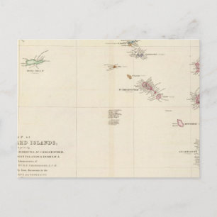 Map of The Leeward Islands Postcard