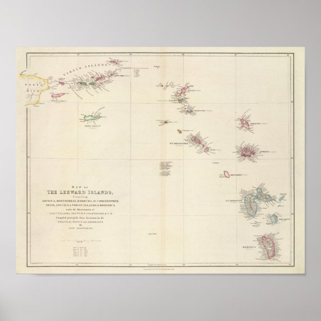 Map of The Leeward Islands Poster (Front)