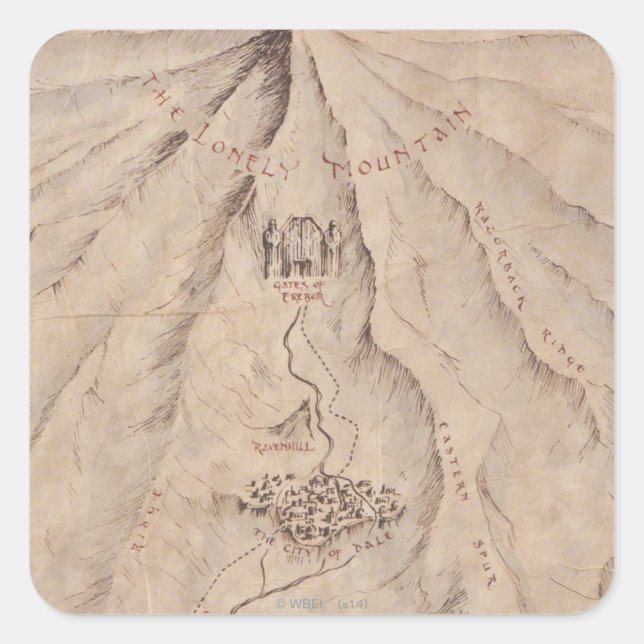 Map of The Lonley Mountain Square Sticker (Front)