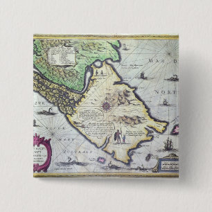 Map of the Magellan Straits, Patagonia 15 Cm Square Badge