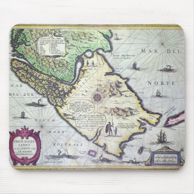 Map of the Magellan Straits, Patagonia Mouse Mat (Front)