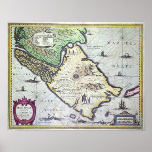 Map of the Magellan Straits, Patagonia Poster