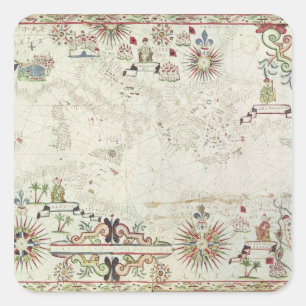 Map of the Mediterranean, 1625 Square Sticker