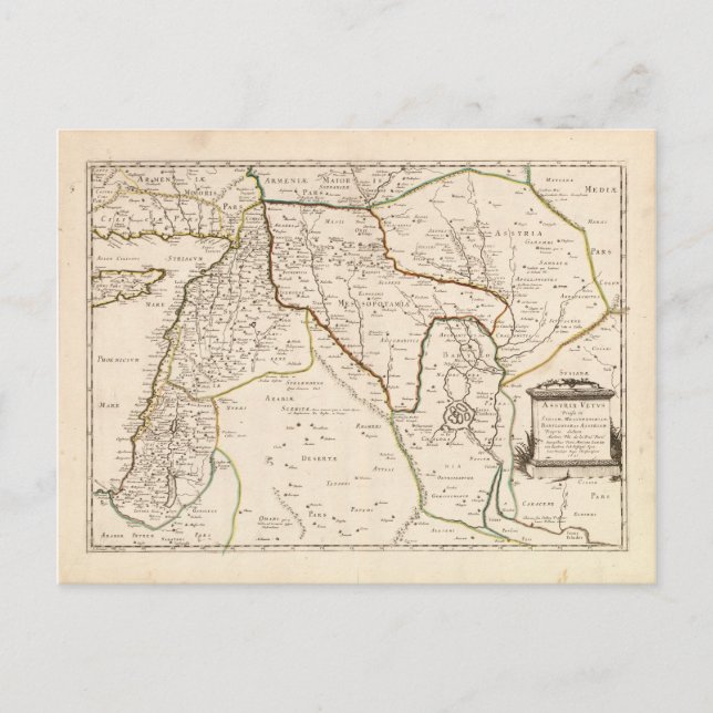 Map of the Middle East (1651) Postcard (Front)