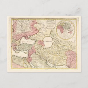 Map of the Middle East (1725) Postcard