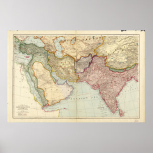 Map of the Middle East and South East Asia (1912) Poster