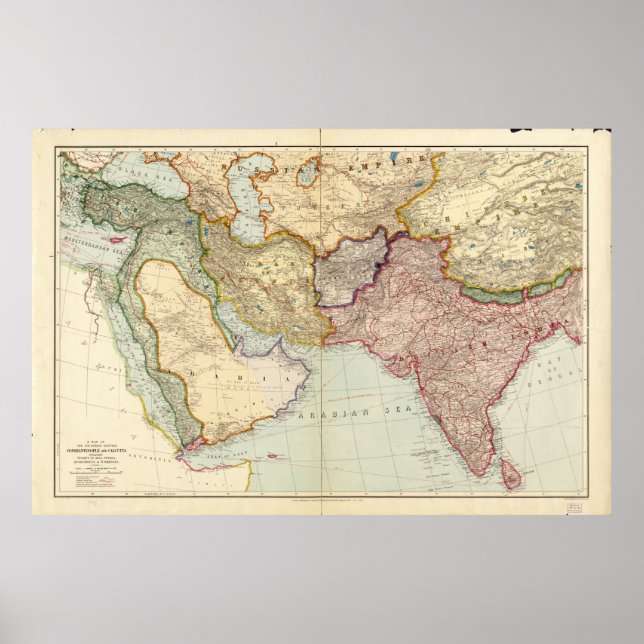 Map of the Middle East and South East Asia (1912) Poster (Front)