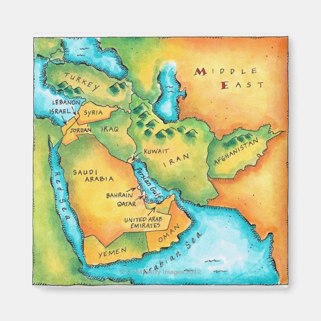 Map of the Middle East Magnet (Front)