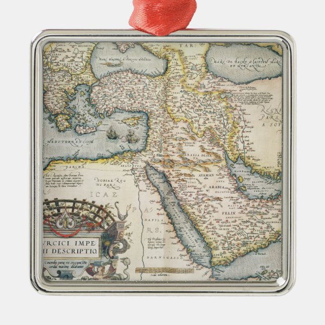 Map of the Middle East Metal Tree Decoration (Front)