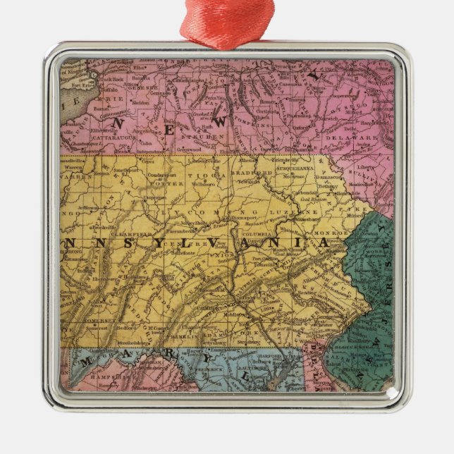 Map of the Middle States Metal Tree Decoration (Front)