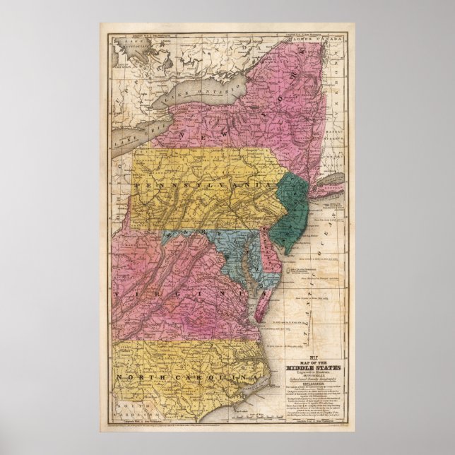 Map of the Middle States Poster (Front)