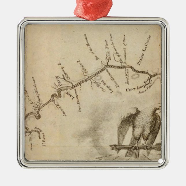 Map of the Mississippi River Metal Tree Decoration (Front)