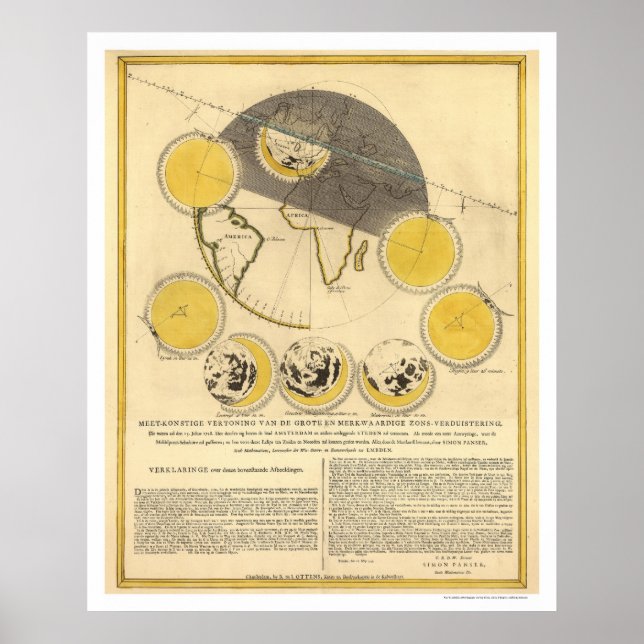 Map of the Moon and a Solar Eclipse by Panser 1748 Poster (Front)