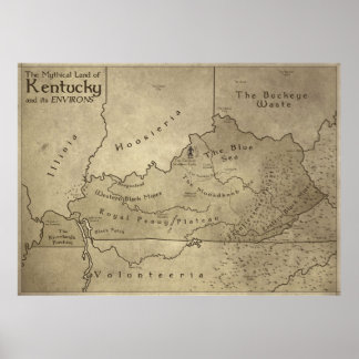 Map of the Mythical Land of Kentucky Poster