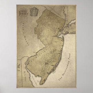 Map of the Mythical Land of New Jersey Poster