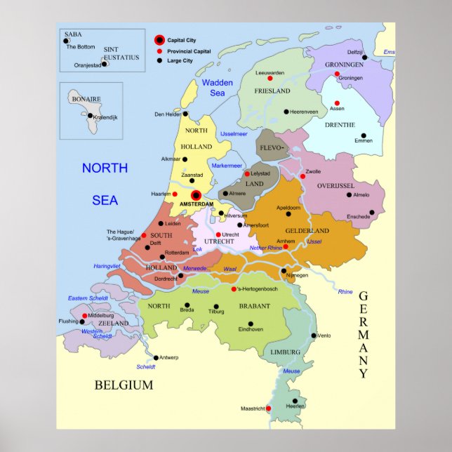 Map of The Netherlands Poster (Front)