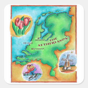 Map of the Netherlands Square Sticker