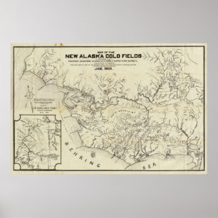 Map Of The New Alaska Gold Fields Poster