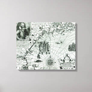 Map of the New England coastline Canvas Print