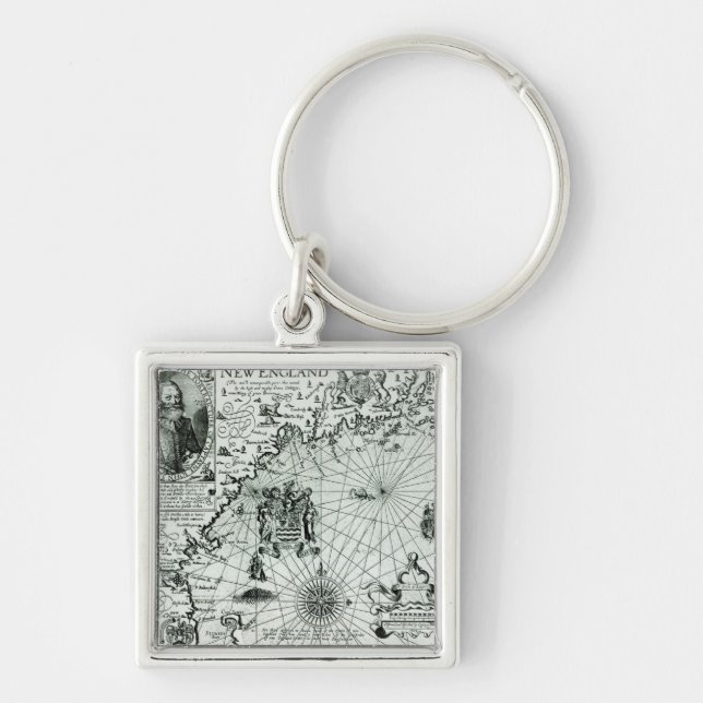 Map of the New England coastline Key Ring (Front)