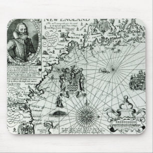 Map of the New England coastline Mouse Mat