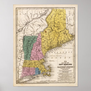 Map of the New England or Eastern States Poster