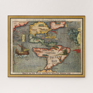 Map of the New World, America by Sebastian Munster Jigsaw Puzzle