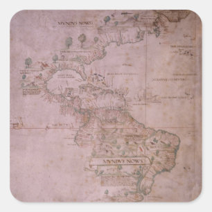 Map of the New World, c.1532 Square Sticker