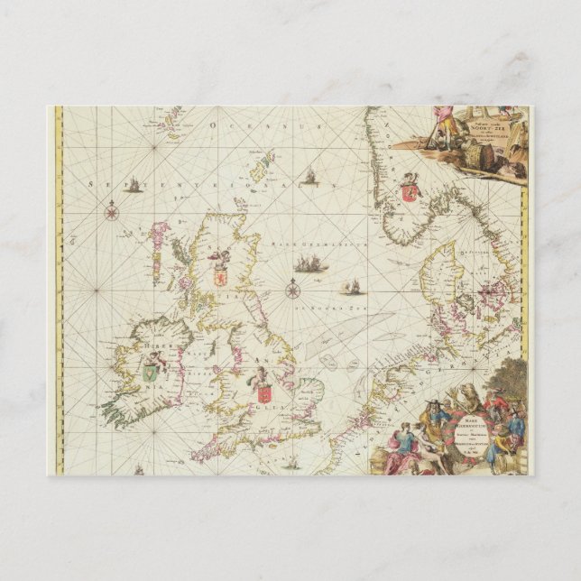 Map of the North Sea, c.1675 Postcard (Front)