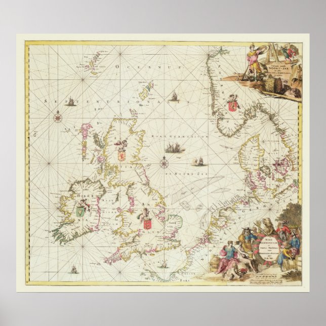 Map of the North Sea, c.1675 Poster (Front)