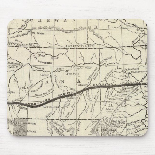 Map of the Northern Pacific Railroad Mouse Mat (Front)