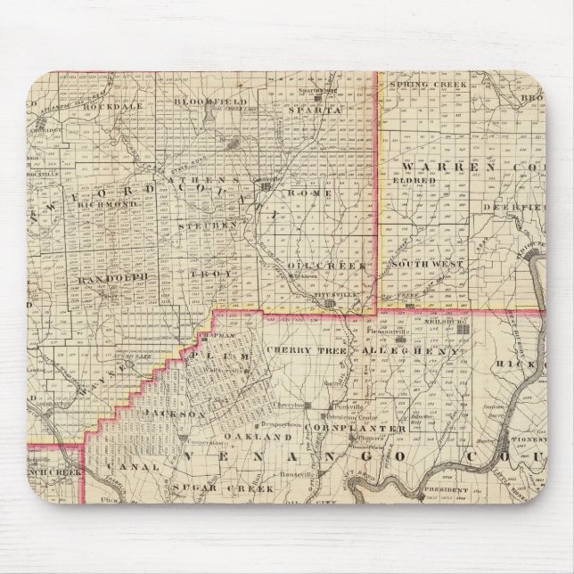 Map of the Oil Region of Pennsylvania Mouse Mat (Front)