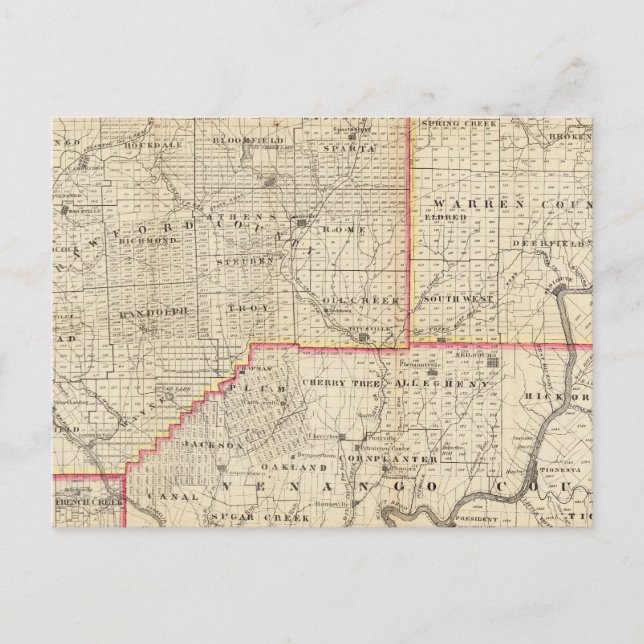 Map of the Oil Region of Pennsylvania Postcard (Front)