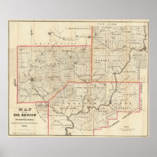 Map of the Oil Region of Pennsylvania Poster