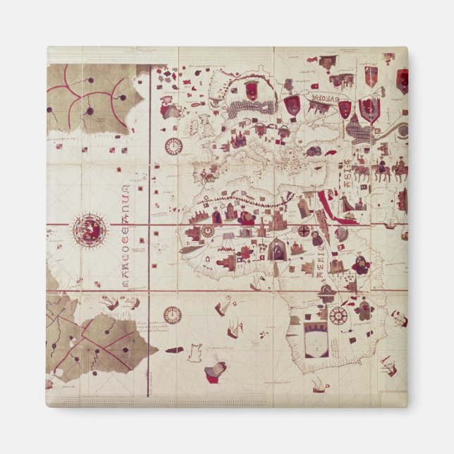 Map of the Old and New Worlds, c.1500 Magnet (Front)