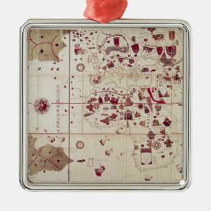 Map of the Old and New Worlds, c.1500 Metal Tree Decoration