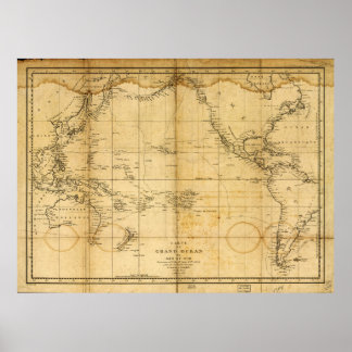 Map of the Pacific Ocean (1788) Poster