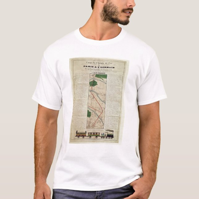Map of the Paris to St. Germain Railway, by T-Shirt (Front)