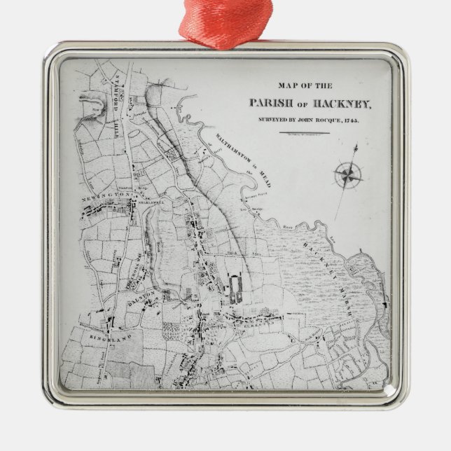 Map of the Parish of Hackney Metal Tree Decoration (Front)