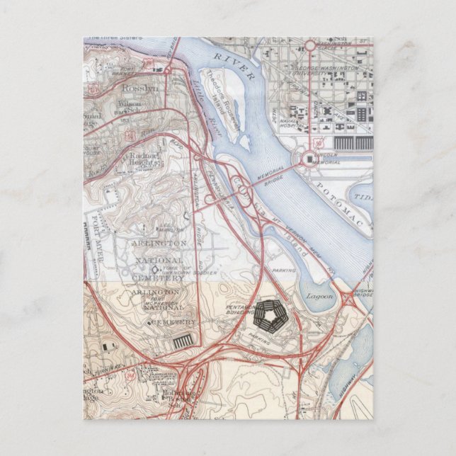Map of the Pentagon Road System Postcard (Front)