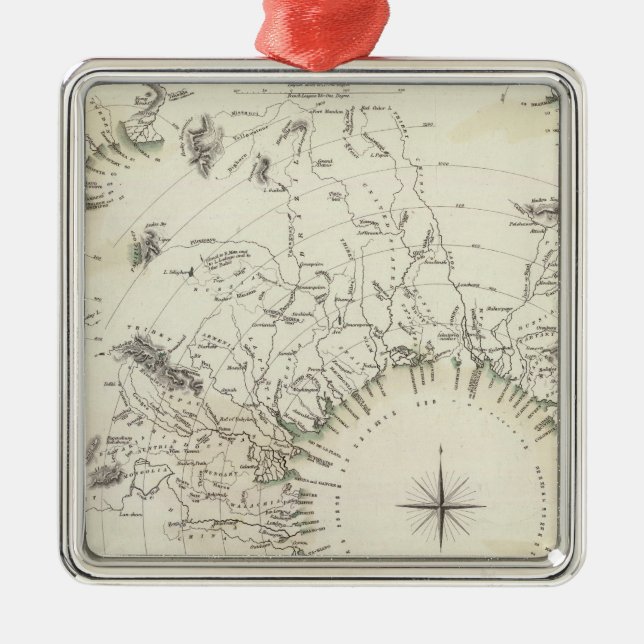 Map of the principal rivers courses metal tree decoration (Front)