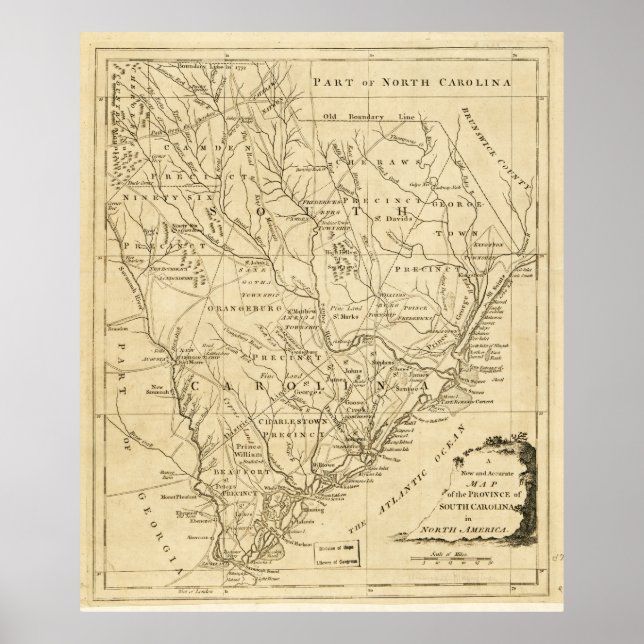 Map of the Province of South Carolina (1779) Poster (Front)