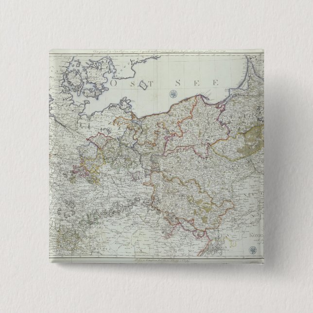 Map of the Prussian States in 1799 15 Cm Square Badge (Front)