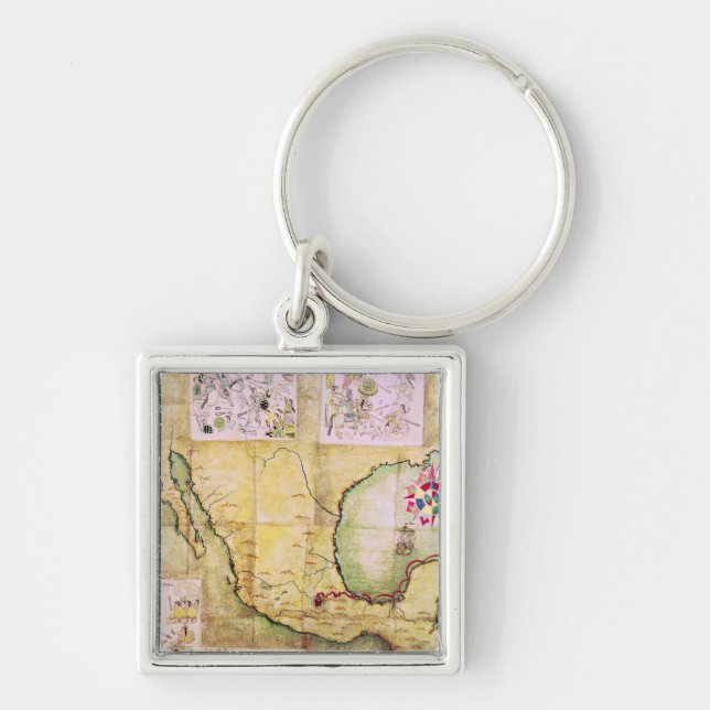 Map of the route followed by Hernando Cortes Key Ring (Front)