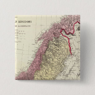 Map of the Scandinavian Kingdoms 15 Cm Square Badge